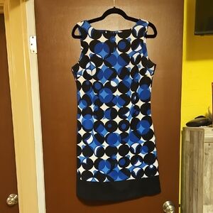 Stylish Blue and Black Geometric Dress